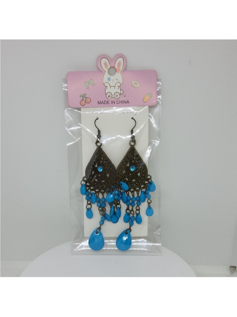 Turquoise Teardrop Filigree Chandelier Earrings